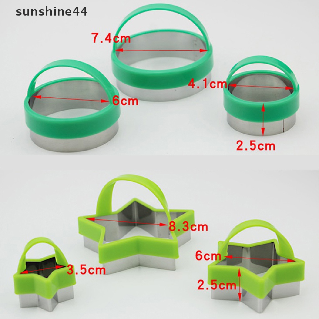 Sunshine 3Pcs/Set Cookie Sandwich Cutters Bentuk Geometri Cetakan Kue Kering Alat Baking.