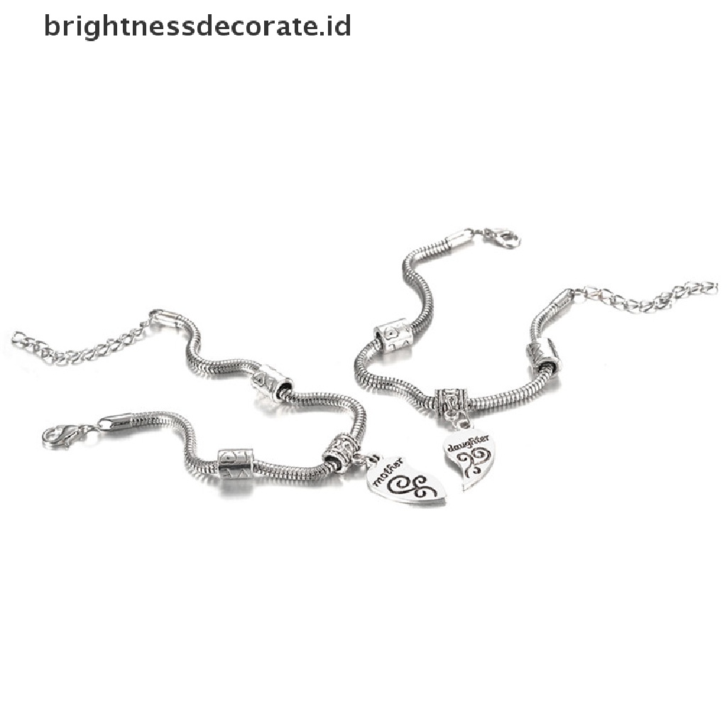 [Birth] 2pcs/set Gelang Bangle Cinta Hati Ibu Putri Pesona Hadiah Perhiasan Keluarga [ID]