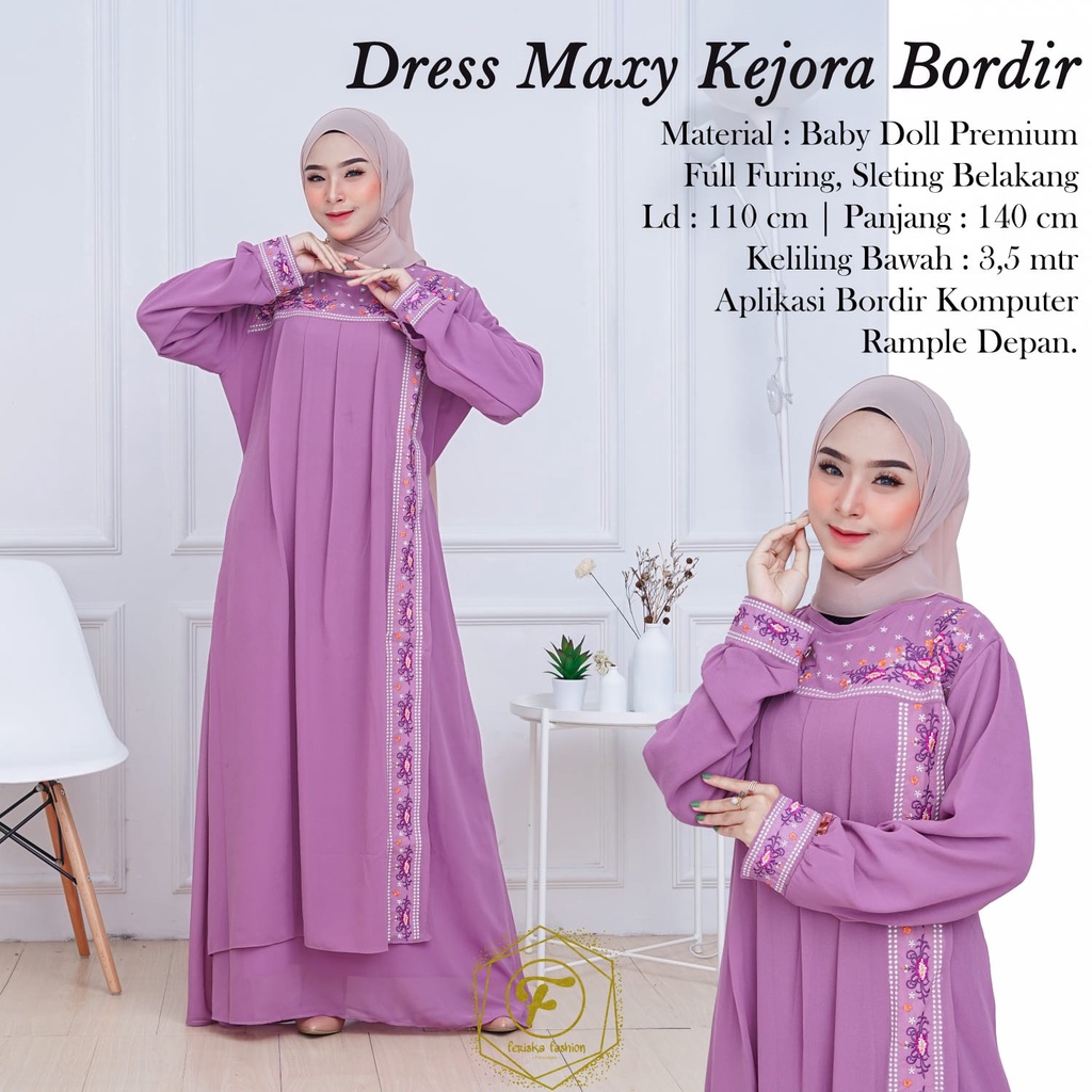 DRESS MAXY CERUTY BORDIR KEJORA GAMIS KELUARAN TERBARU MODEL KEKINIAN REMAJA WANITA UPDATE