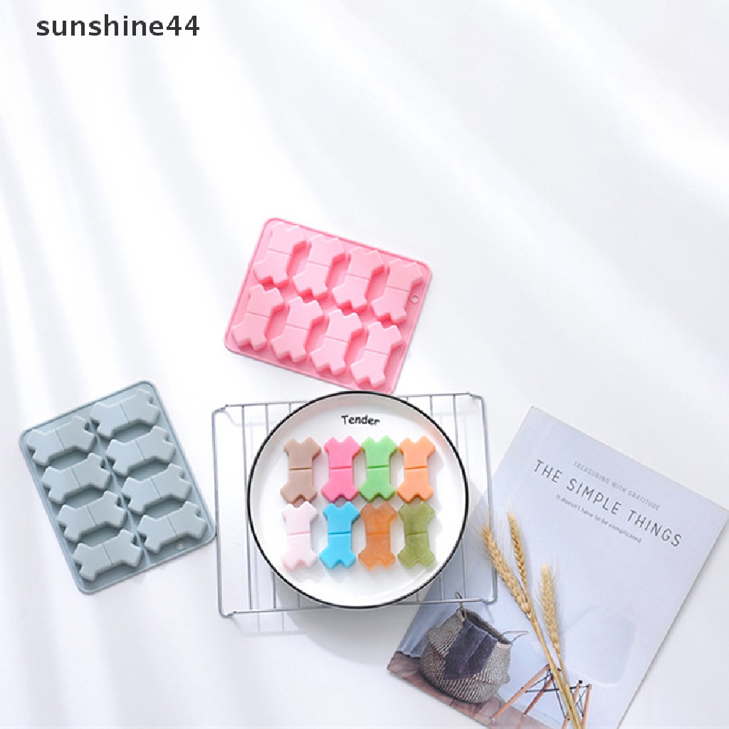 Sunshine 8lubang Bentuk Tulang Silikon Cetakan Fudge Coklat Dekorasi Kue Alat Baking.