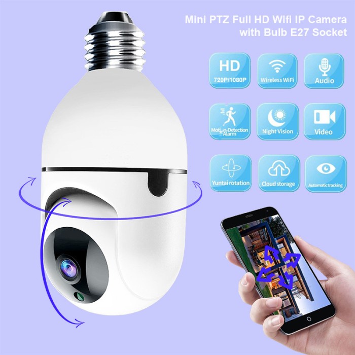 Ip Camera Cctv Bulb Wifi App V380 Panoramic/Kamera Ip Bohlam 360 Eyes