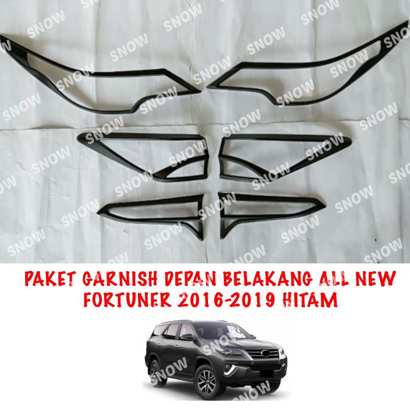 Paket Garnish Depan Belakang All New Fortuner VRZ 2016 2018 2019 Hitam Dop