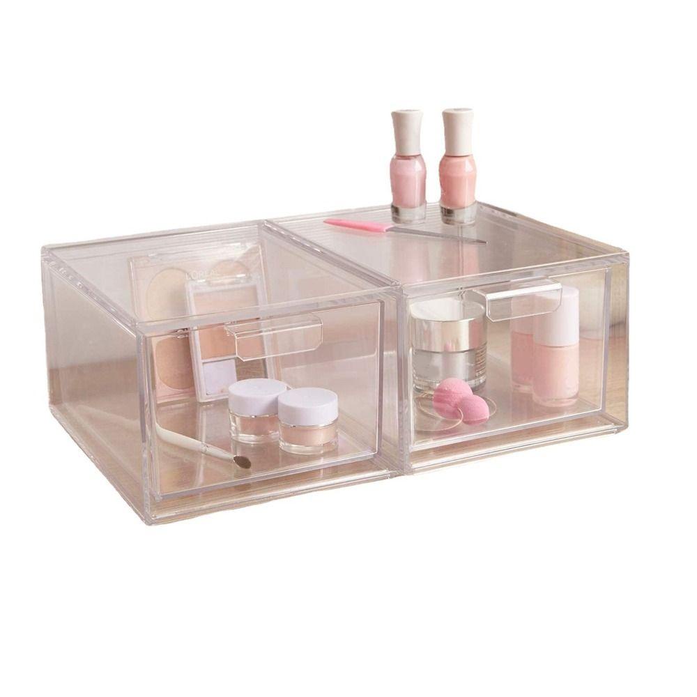 R-FLOWER Kotak Penyimpanan Kosmetik Wadah Aksesoris Kantor PET Home Storage Bisa Ditumpangkan