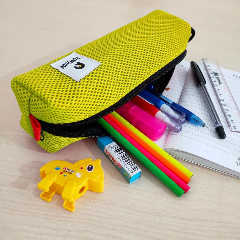 1 Set Pencil Case Penguin | Tempat Alat Tulis Sekolah / Kantor - Kuning