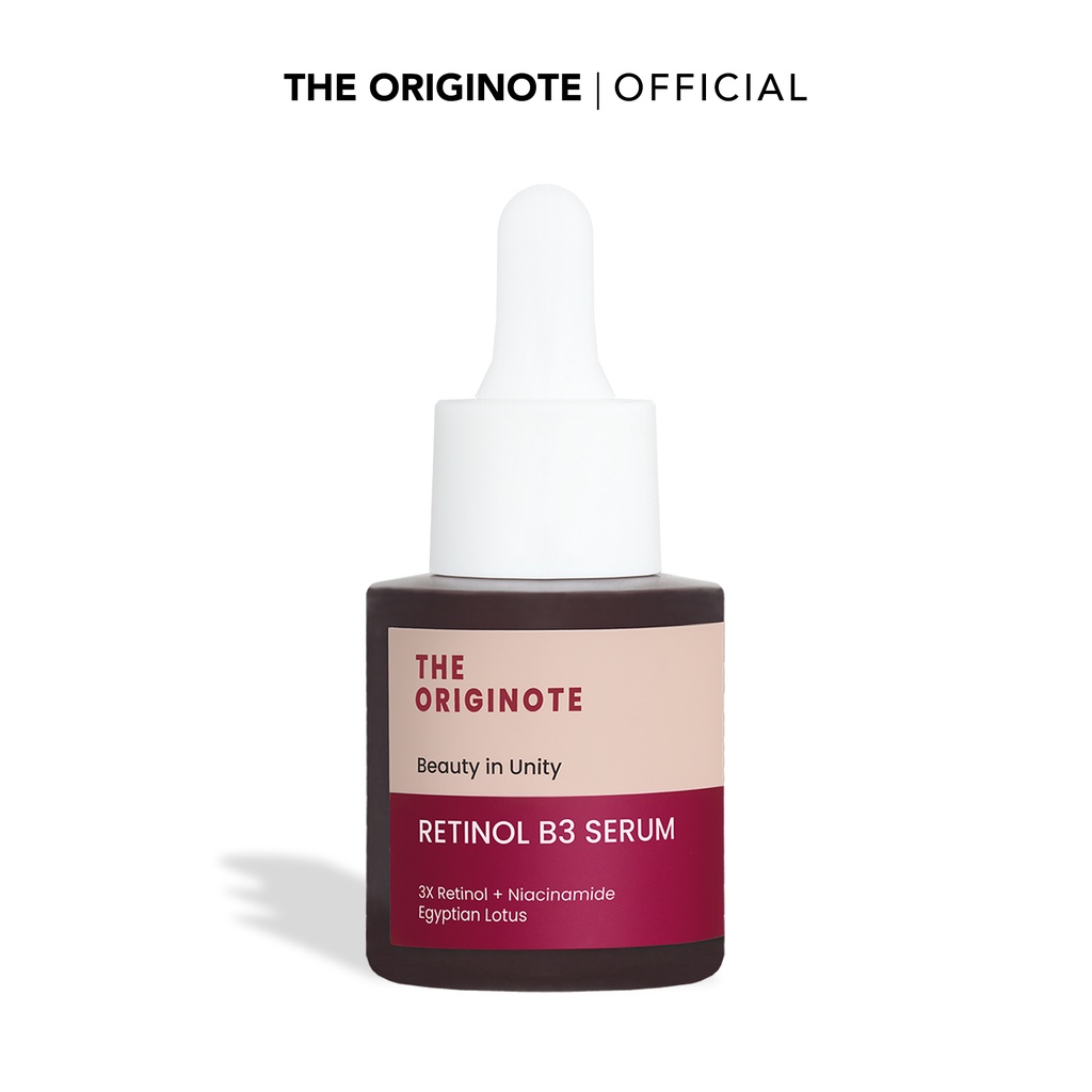 The Originote Retinol B3 Serum 20ml - Serum Anti Aging Menyamarkan Garis Halus Meratakan Warna Kulit Merawat Kulit Berjerawat with 3x Vitamin A Niacinamide dan Egyptian Lotus Extract