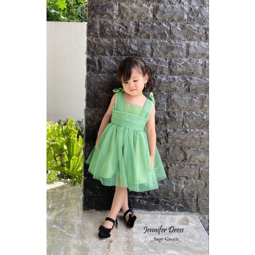 jennifer dress anak dan dewasa /dress anak perempuan warna sage/dress sage anak dan dewasa