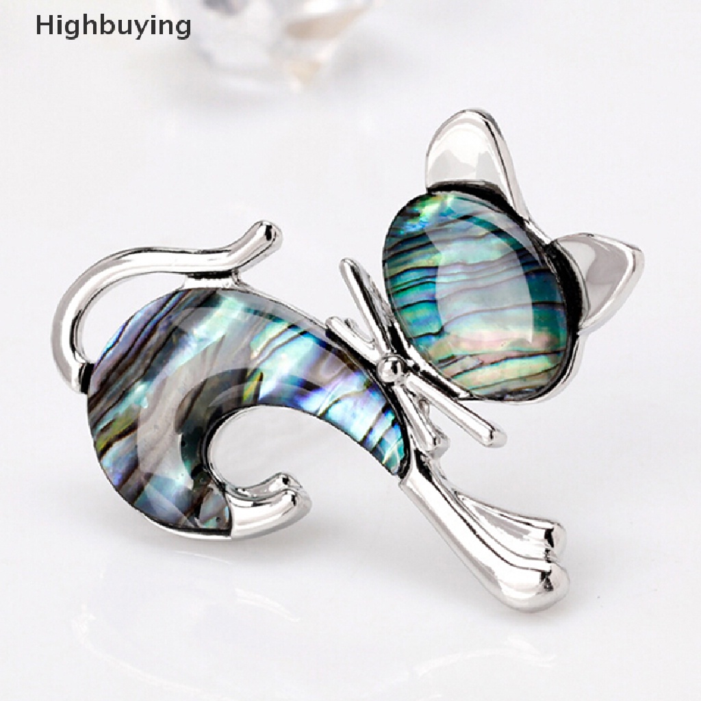 Hbid Retro Abalone Shell Bros Pin Pernikahan Pengantin Buket Hewan Kucing Bros Perhiasan Glory