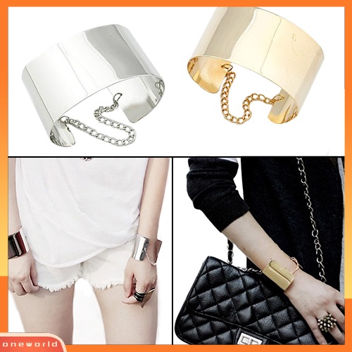 {oneworld} Wanita Fashion Bergaya Keren Punk Gothic Rock Metal Melebar Bangle Gelang