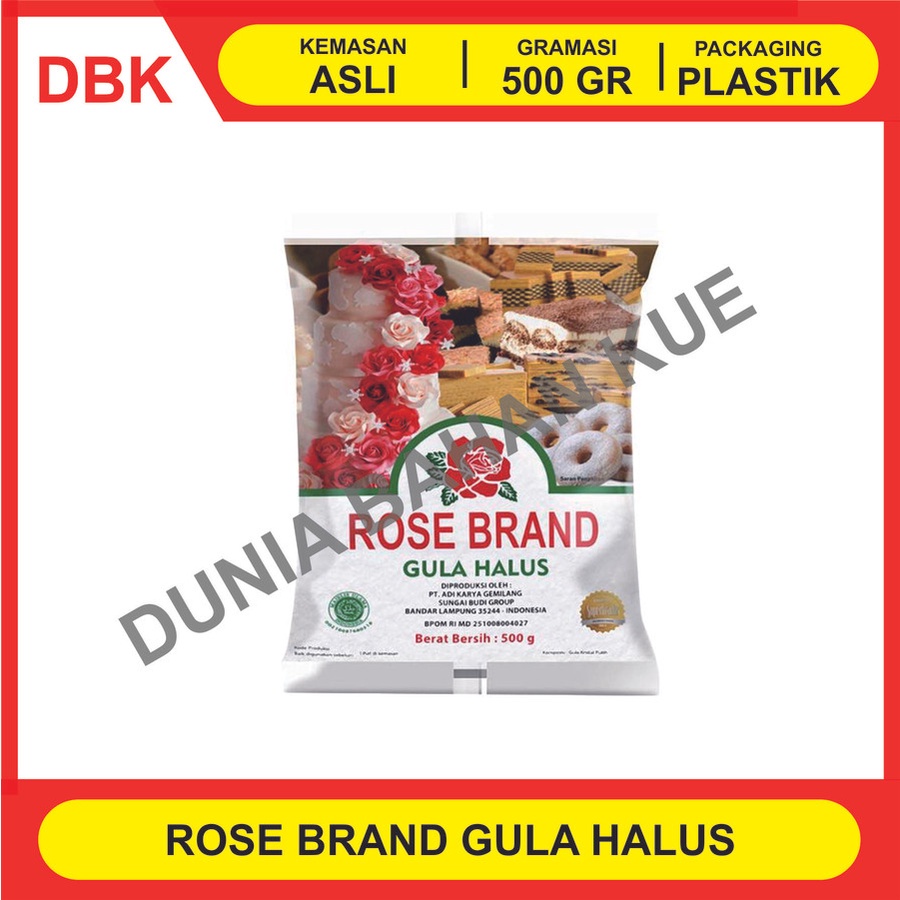 

GULA HALUS TEPUNG GULA ROSE BRAND 500 GR