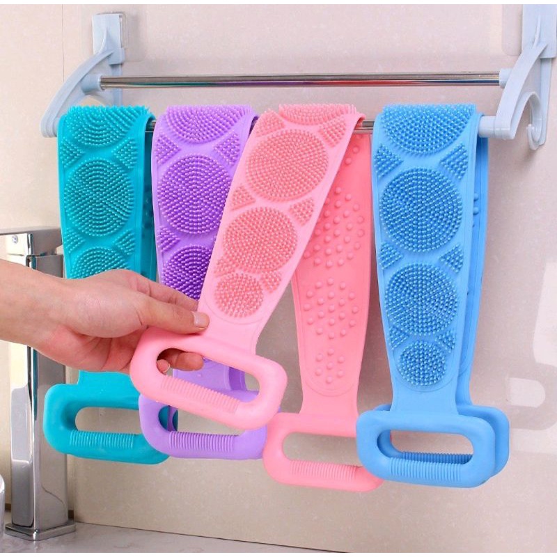 (SerbaSerbi)Silicone Scrubber Bath Towel Pembersih Punggung /Alat Gosokan Punggung Mandi 2 Sisi Sikat Punggung Pengangkat Daki Multifungsi