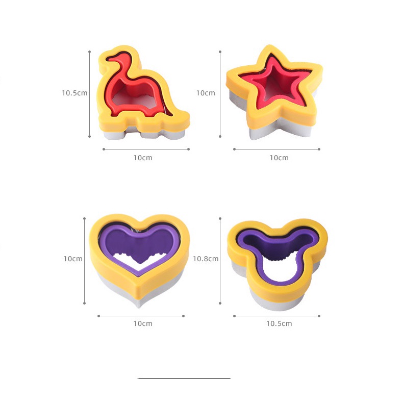 Cetakan Pemotong Roti Panggang Bahan Stainless Steel / Biskuit / Kue / Bento Bentuk Bintang / Hati / Dinosaurus