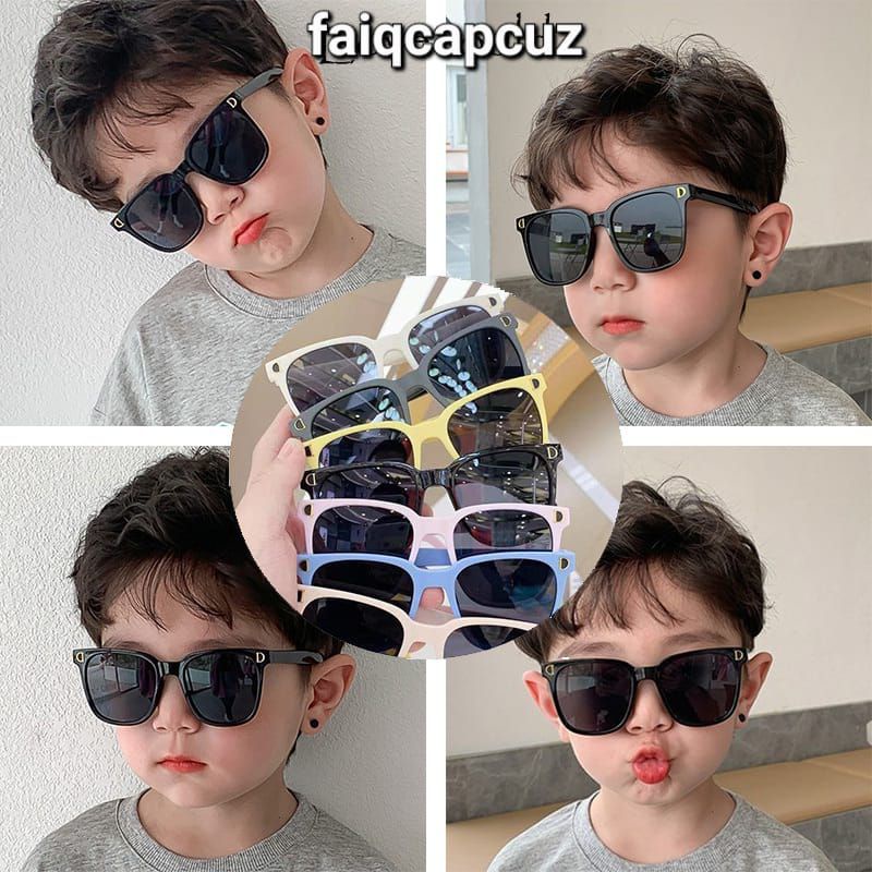 Kacamata Anak Hitam Korea Murah Cowok Cewek Fashion Black Sunglass L