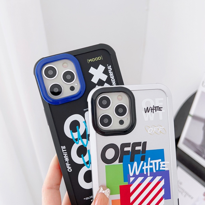 Sports white off xx Untuk iPhone Cases Akrilik Transparan Casing Ponsel Untuk Iphone13 12 11 Pro XR X XS Max7 8 Plus Biru Silikon Penutup Belakang