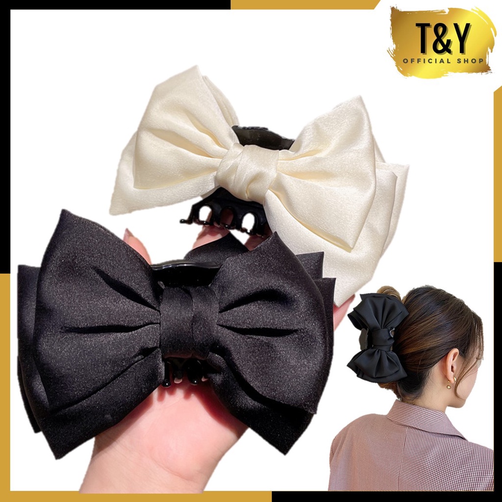 T&amp;Y Jepit Rambut Model Pita Jumbo Besar Korean Satin Big Hair Claw Satin Jepitan Jedai Korea