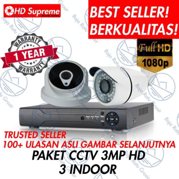 KAMERA HD CCTV MURAH 1080P INDOOR Diskon PAKET 3 CHANNEL Jual FULL 3 4
