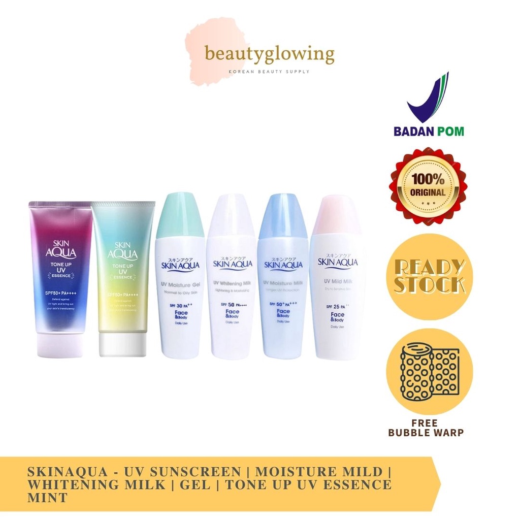 SKINAQUA Sunscreen - Moisture Mild Whitening Milk | Gel | Tone UP UV Essence Mint SKIN AQUA