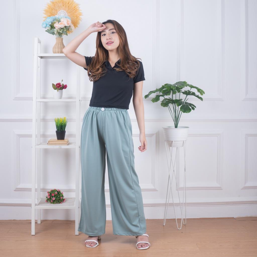 YA 1.104 - Crepe Pants Kancing 1 Kulot Celana Panjang Bawahan Wanita