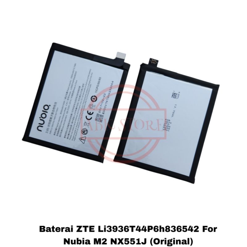 BATRE BATERAI BATTERY ZTE LI3936T44P6H836542 FOR NUBIA M2 NX551J ORIGINAL 100%