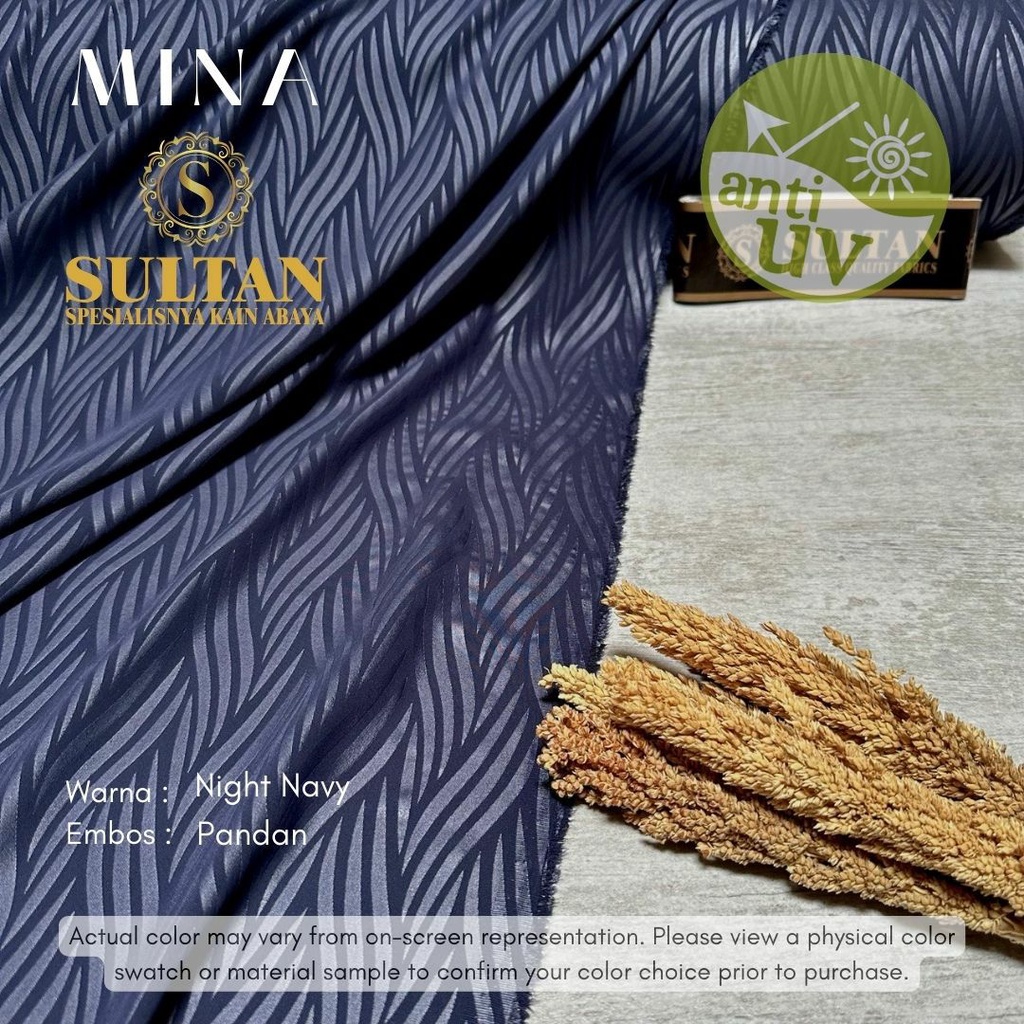 50CM EMBOS PANDAN MINA NIGHT NAVY ANTI UV KAIN ABAYA SULTAN