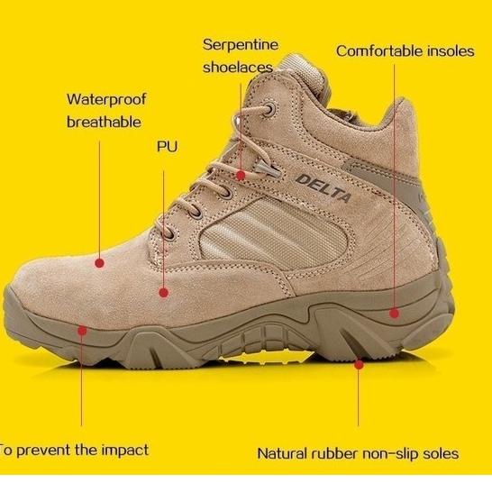 "KBJ.18Ja23ν" Sepatu Delta Pendek Safety Cream / Sepatu Delta Tactical Low Cream 6'Inci Sepatu Hikin