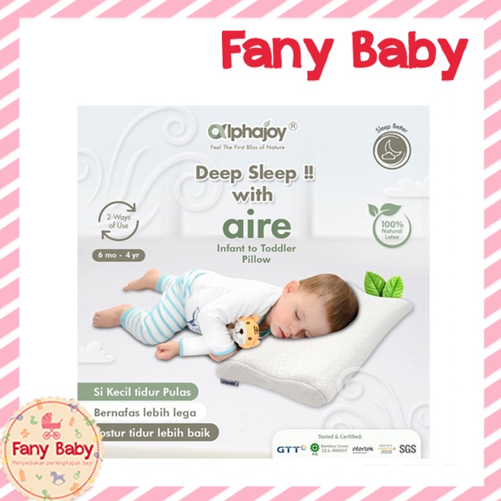 ALPHAJOY AIRE INFANT TO TODDLER PILLOW 100% NATURAL LATEX WITH BAMBOO CASE