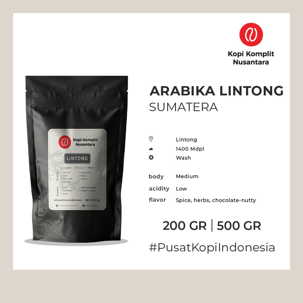 

Arabika Lintong Medium Roasting - Kopi Biji dan Bubuk