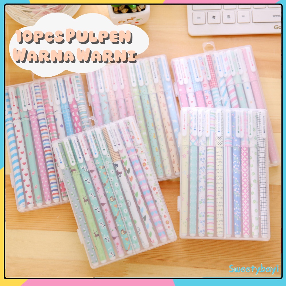 Sweetybayi 10in1 Pulpen warna cair gel set Bulpen bolpen warna warni Color pen set