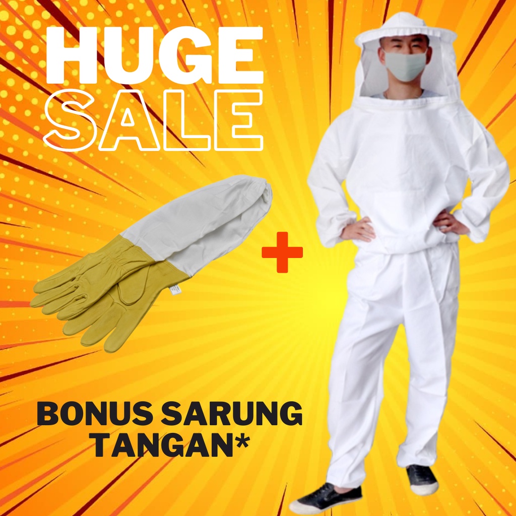 Baju Anti Lebah - Jaket Anti Lebah - Ternak Lebah - Beekeeping - Fullbody Warna Putih