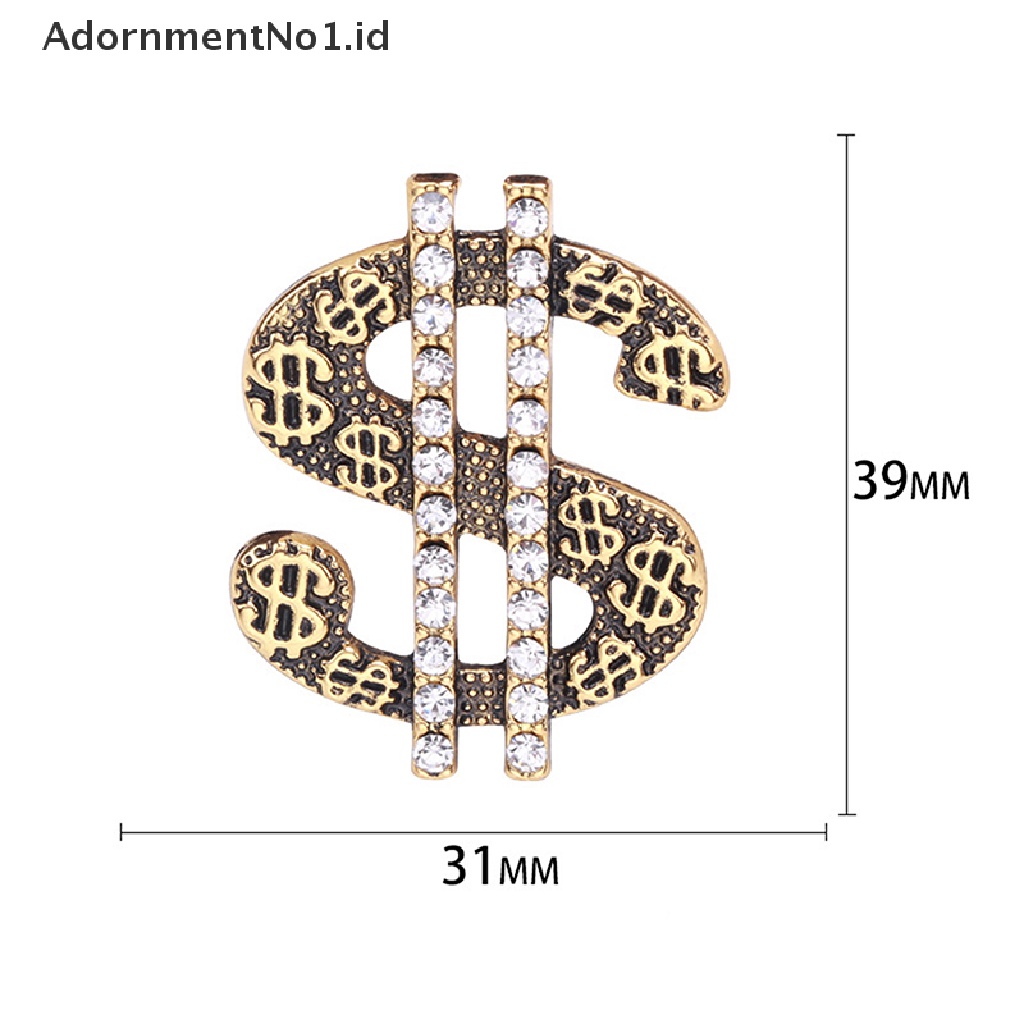 [AdornmentNo1] Berlian Imitasi Vintage Tanda Dolar Bros Coat Pin Hip Hop Wanita Pria Perhiasan Hadiah [ID]