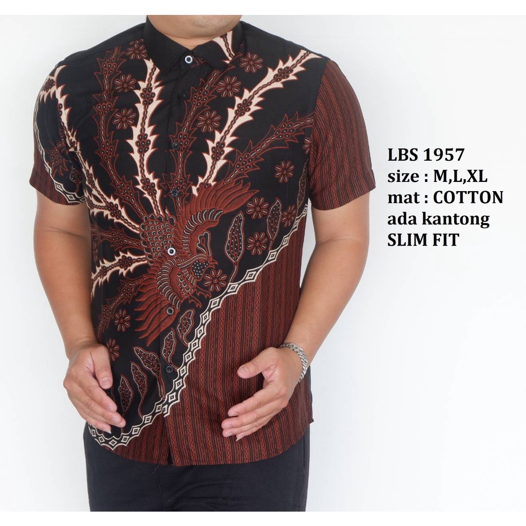 Baju Batik Pria Slimfit Kemeja Lengan Pendek Slim Fit LBS 1957