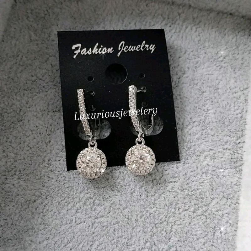 Anting premium Solitaire jepit juntai