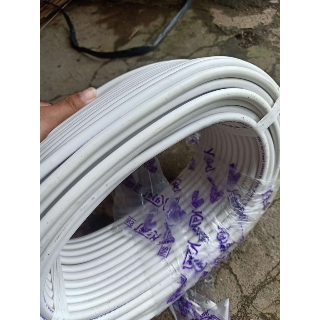 KABEL TEMBAGA SNI KABEL NYMHYO PUTIH 2 x 1,5 asli tembaga 50 meter