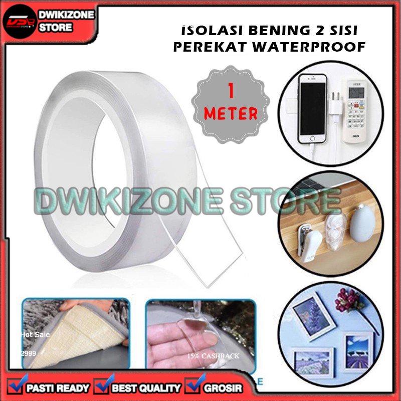 [DZS] LAKBAN DOUBLE TAPE BENING TRANSPARAN 2 SISI DOUBLE SIDE 1M 1 M METER MULTIFUNGSI SERBAGUNA