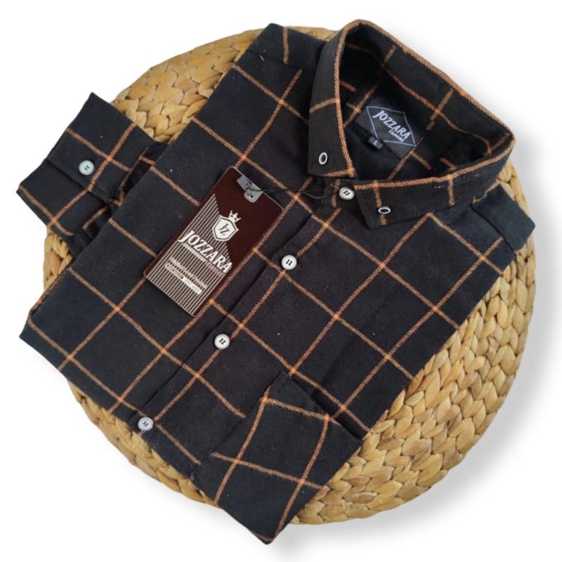 Hem Kemeja Pria Flanel Lengan Panjang Original Kotak-Kotak