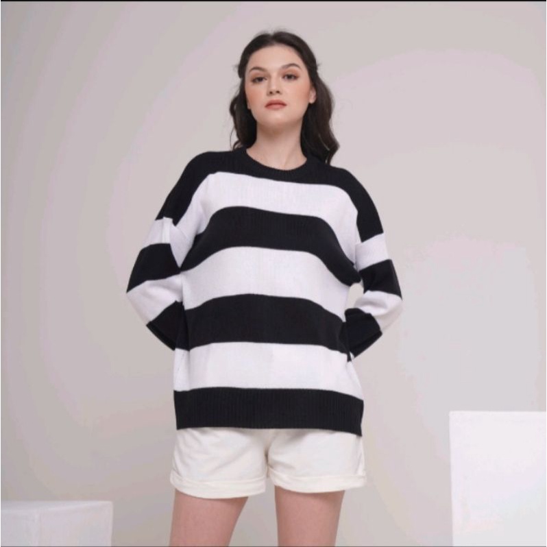 Eira Sweater Rajut Oversized Atasan Knitted//O`neck/Kerah bulat