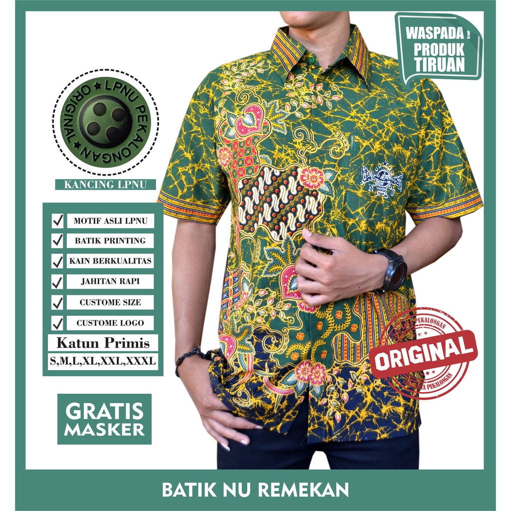 Batik Remekan NU Hem Nu Remekan Hem Remekan NU Kemeja Remekan Lengan Pendek Batik NU Nahdlatul Ulama