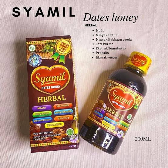 

Syamil Dates Honey Herbal Madu Syamil Family Madu Keluarga Komplit Lengkap EKTRAK SARI KURMA MINYAK ZAITUN PROPOLIS MINYAK HABBATUSSAUDA TEMULAWAK CURCUMA