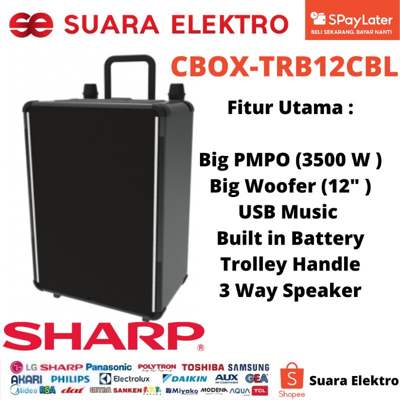 SPEAKER PORTABLE WIRELESS BLUETOOTH SHARP CBOX TRB 12 CBL