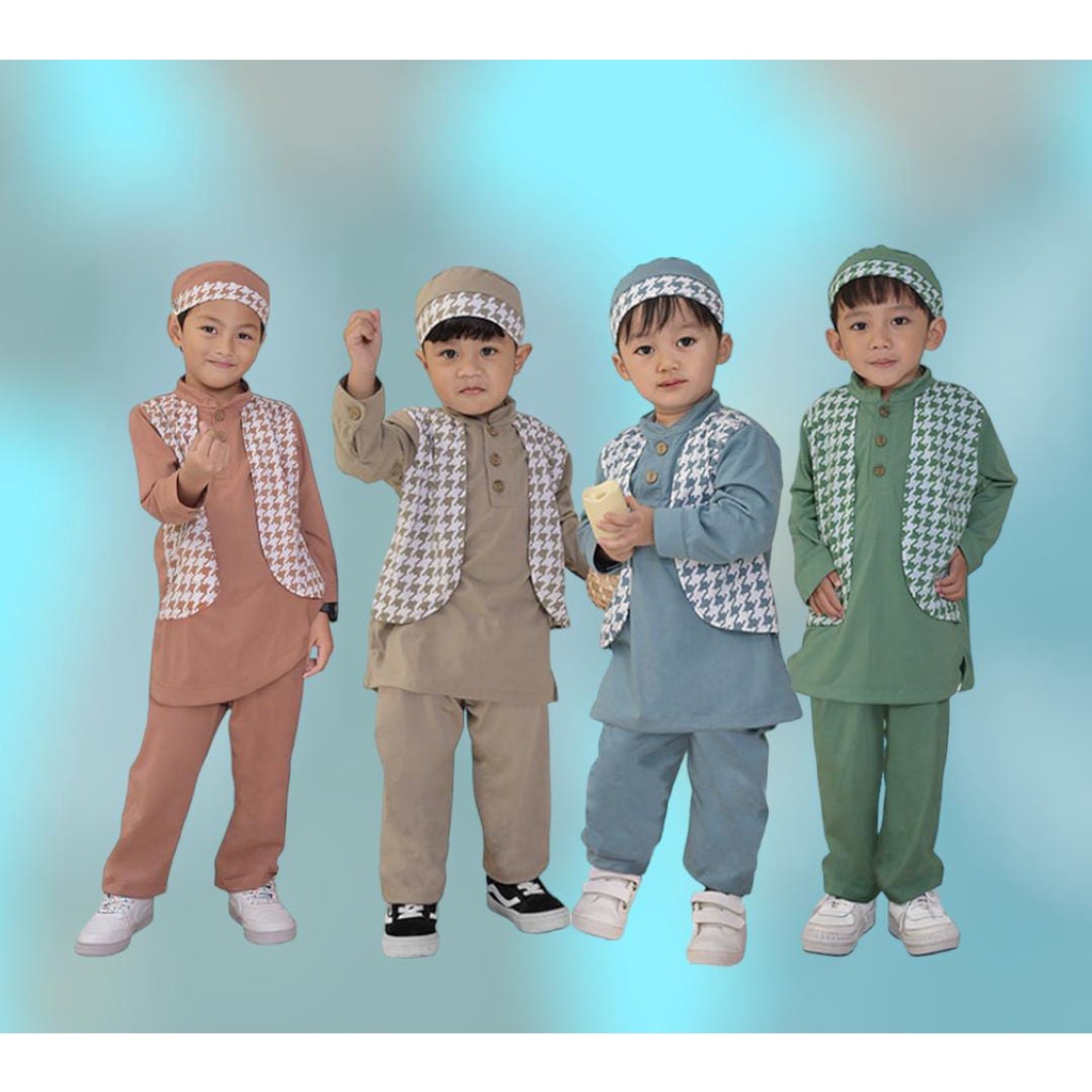 Set Baju Koko Anak Laki-laki Dialogue Baby Koko Peci Vest Set Rayyanda - DFB0319 DFB0320 DFB0321  DF