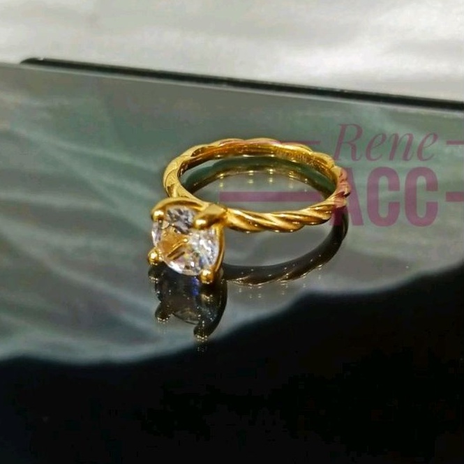 Cincin wanita Titanium Sirkon Super Mewah 316L