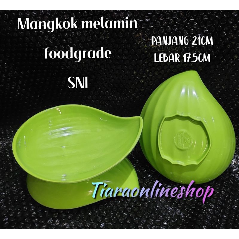 Mangkok melamin model daun foodgrade SNI lebar 17.5cmx21cm tahan panas aman di pakai