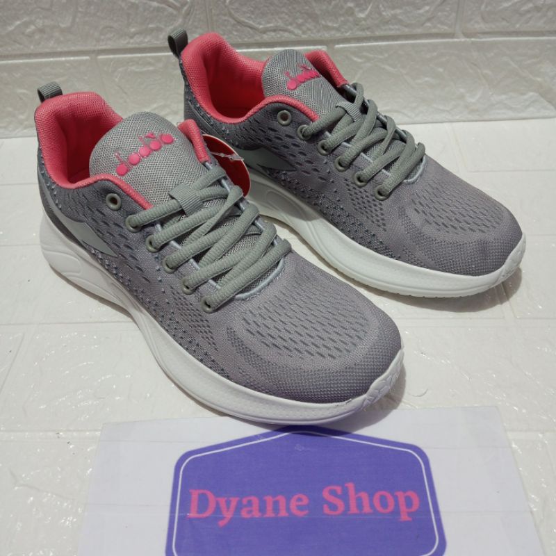 Diadora Edolo Grey Pink Women's Shoes Original Sepatu Wanita