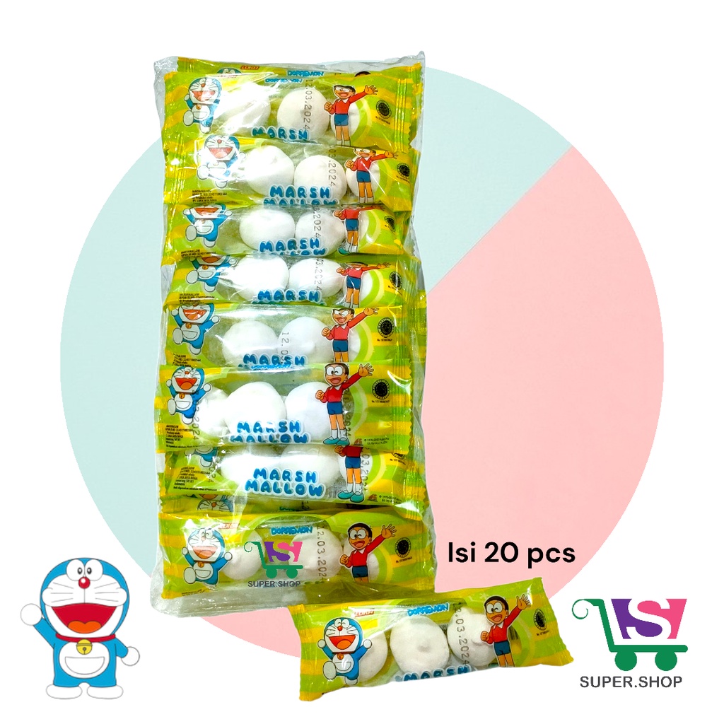 Doraemon Marshmallow Bulat/  Kepang Lilit Loka (isi 20 pc)