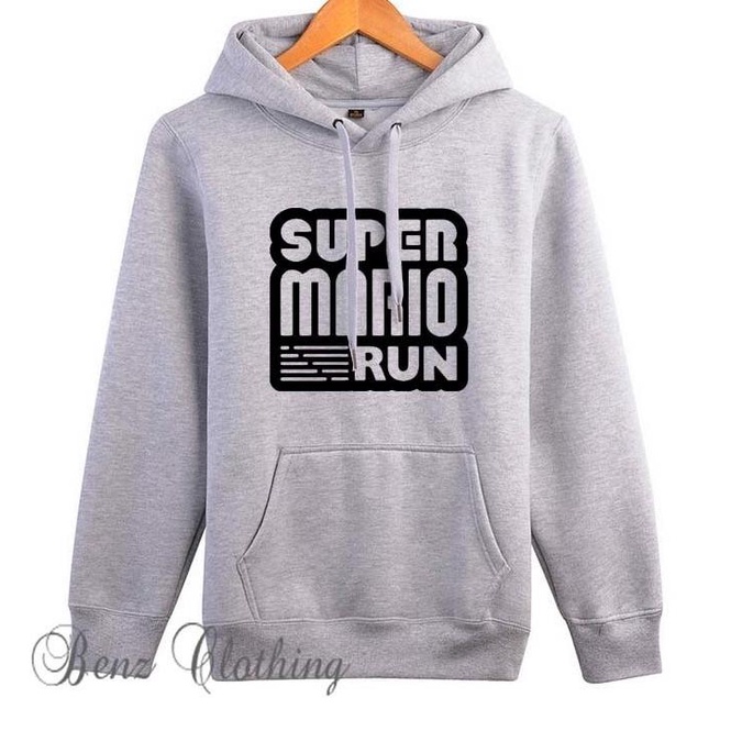 Jaket Hoodie Sweater Super Mario Run Outerwear Pria Wanita Jumper Fleece Sablon Polos