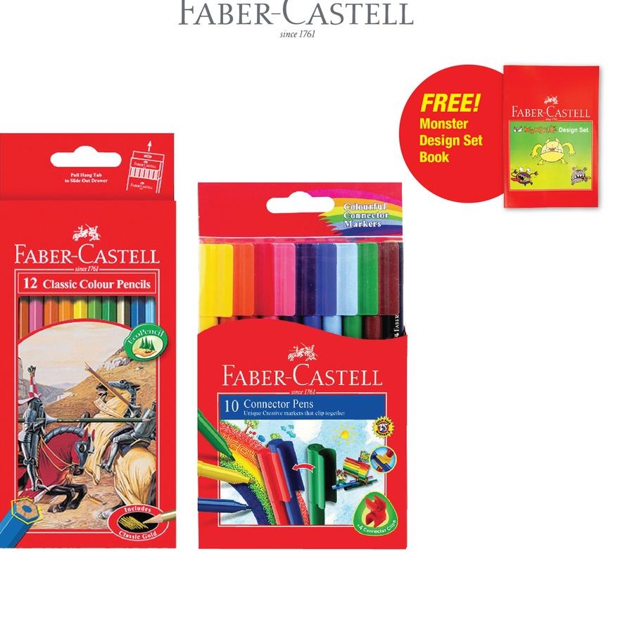 

Hot Sale Faber-Castell Pensil Warna set 12 & Connector Pen 10 Free Buku Mewarnai