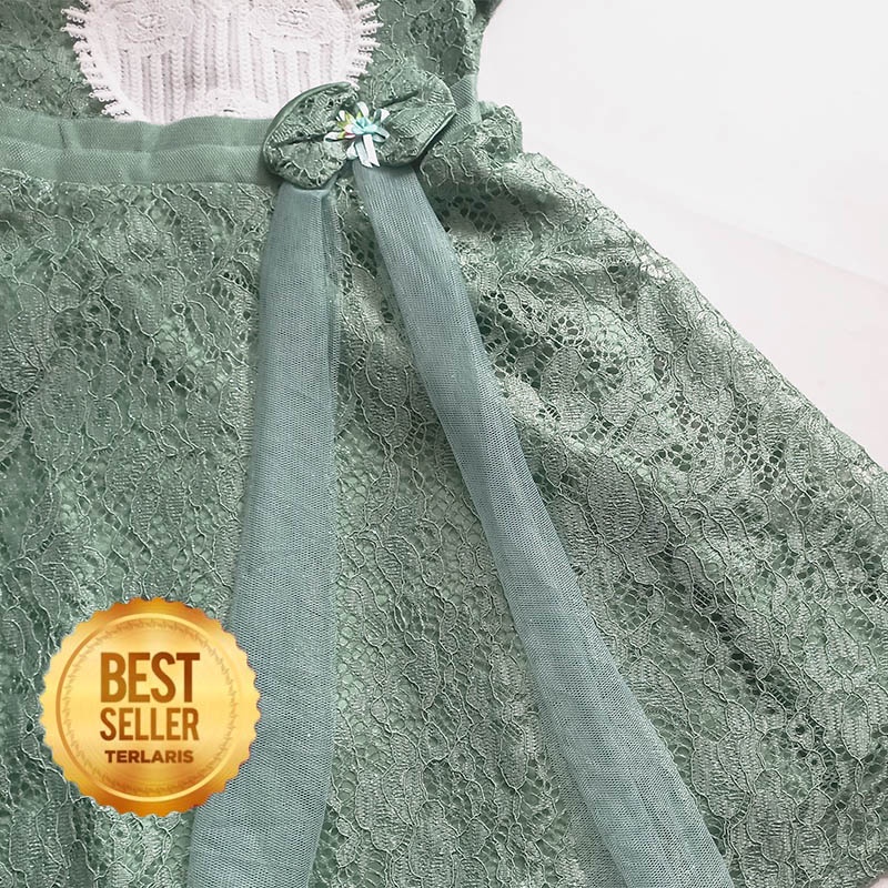 Gaun Anak Warna Sage Green 4 5 Tahun Tahun Dress Pesta Anak Perempuan 10 Tahun Baju Warna Coksu Bahan Full Brukat Tile Tulle KA139