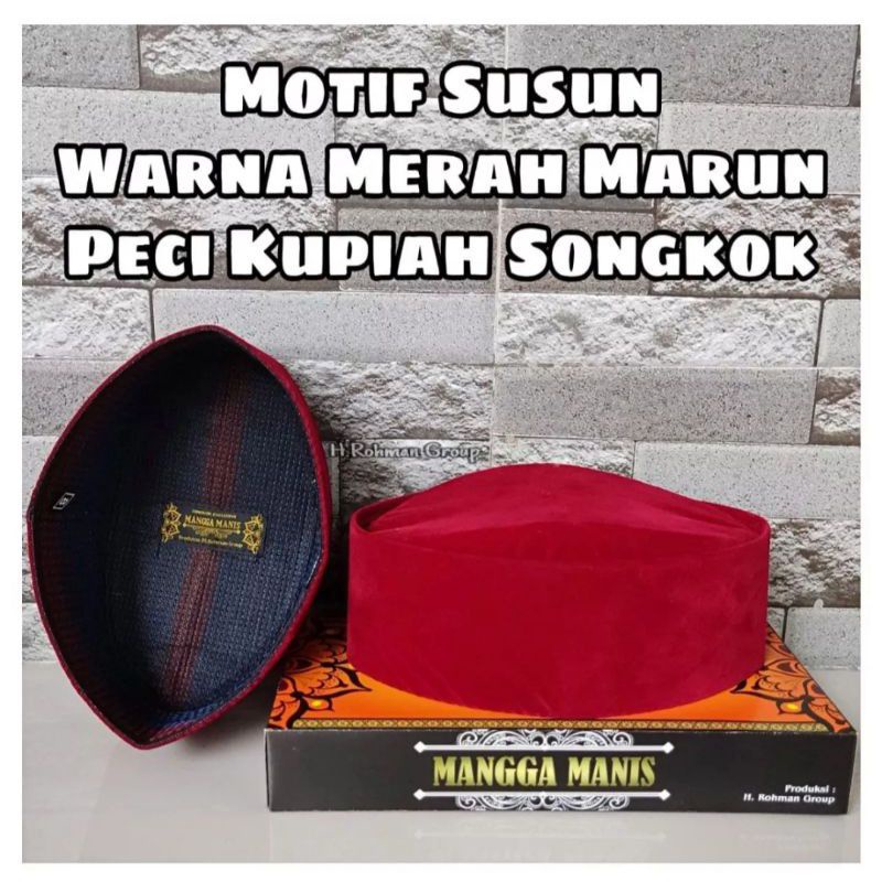Peci susun merah maroon Tinggi 9 Dan 10 Cm Peci Kopiah Songkok Susun