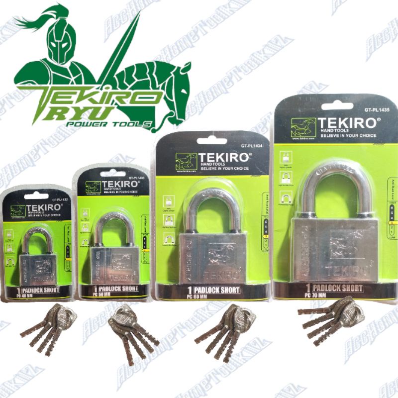 TEKIRO Gembok Kotak 40mm Leher Panjang Padlock Kuat PJG Anti Rust Maling ORI