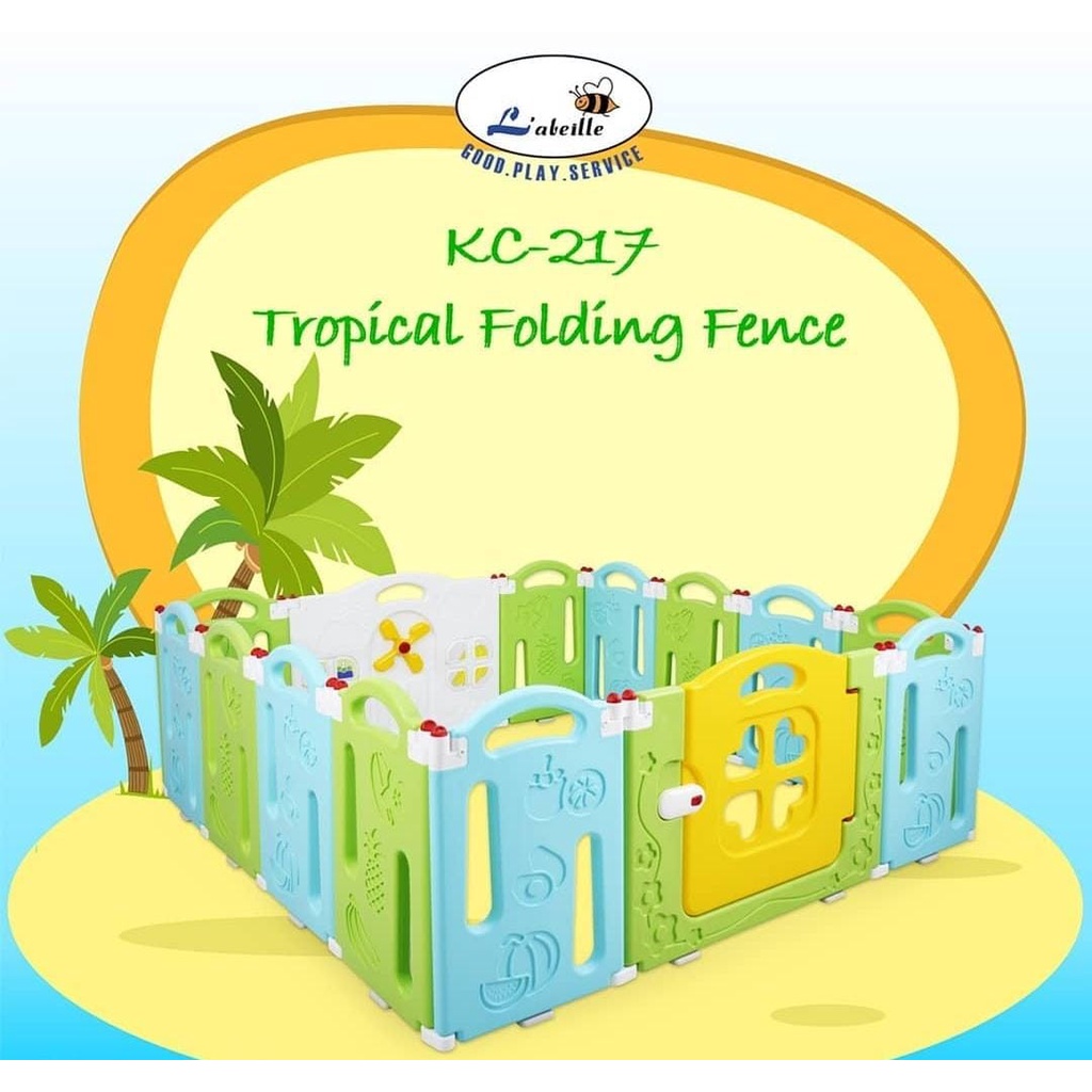 Pagar Bayi Labeille Tropical Folding Fence KC217 12 plus 2 Pagar Bermain Pengaman Anak playard playp