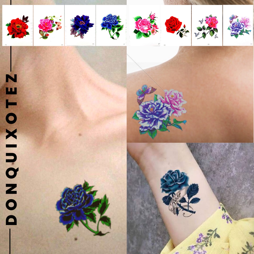 KODE D Stiker Tatto Temporary Motif Bunga Aesthetic Tato Temporer Minimalis Super Murah Tatto Tangan